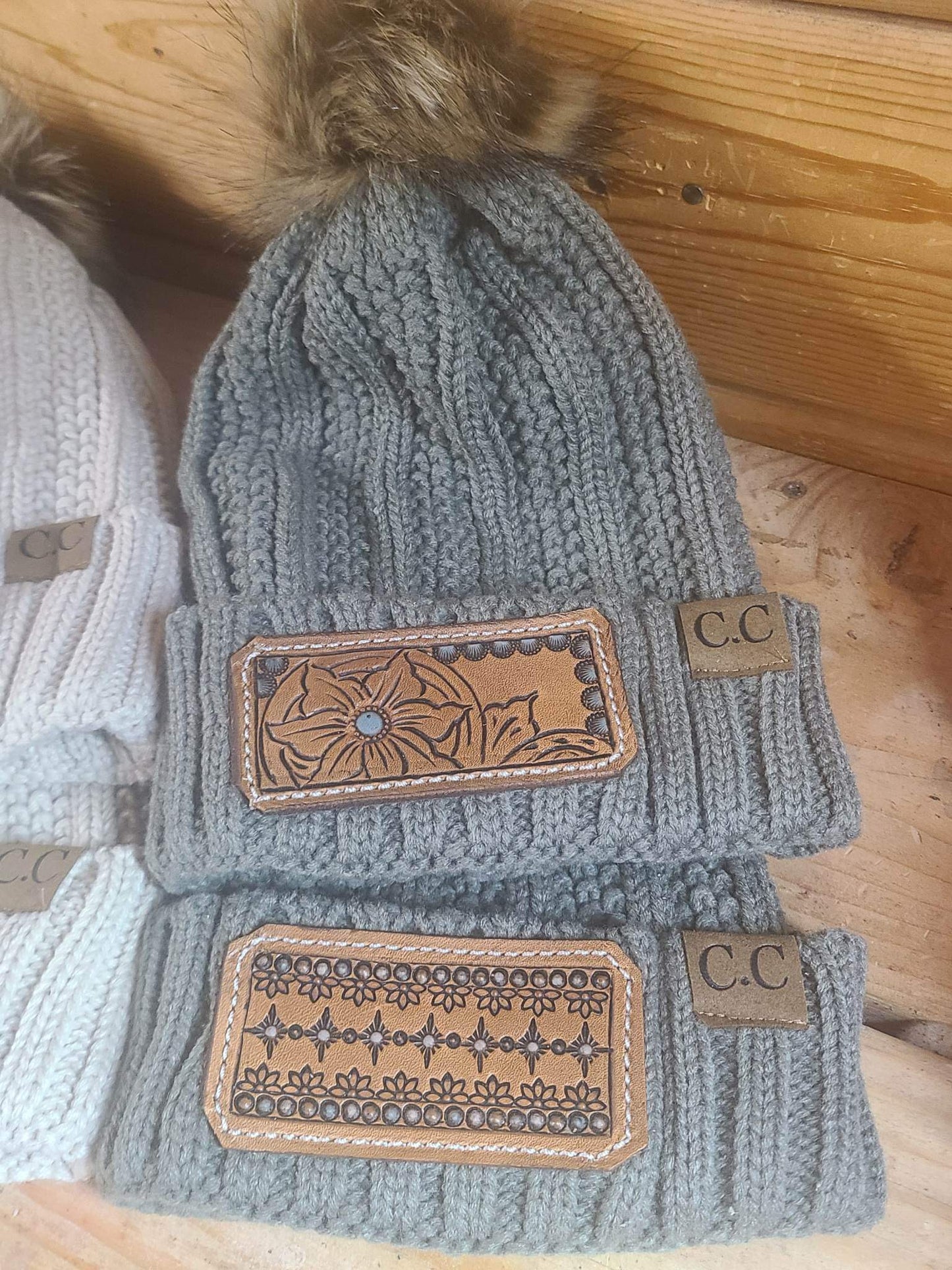 Leather Patch Beanies