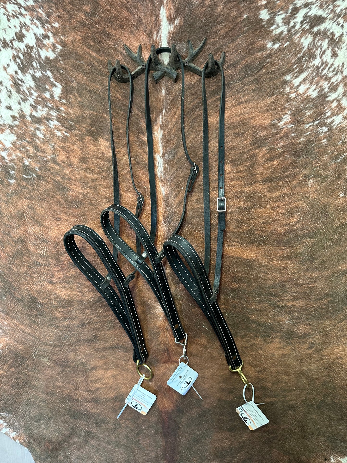 Black Leather Tie Downs