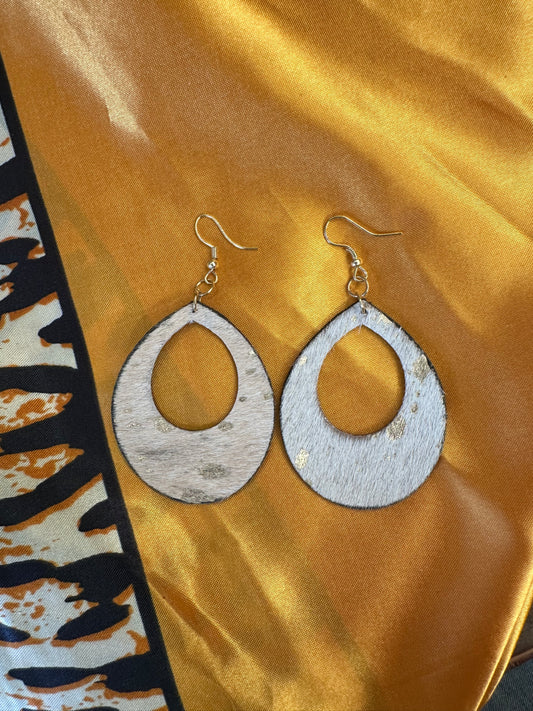 Gold Acid Wash Cowhide Hoops