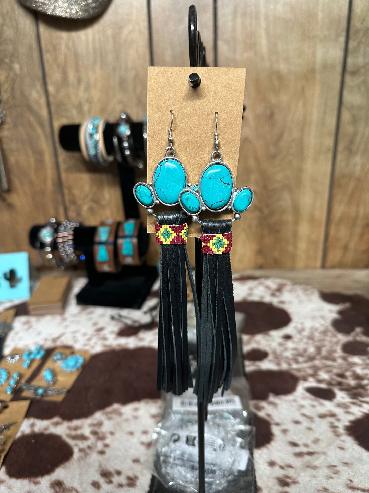 Long Black Fringe Earrings