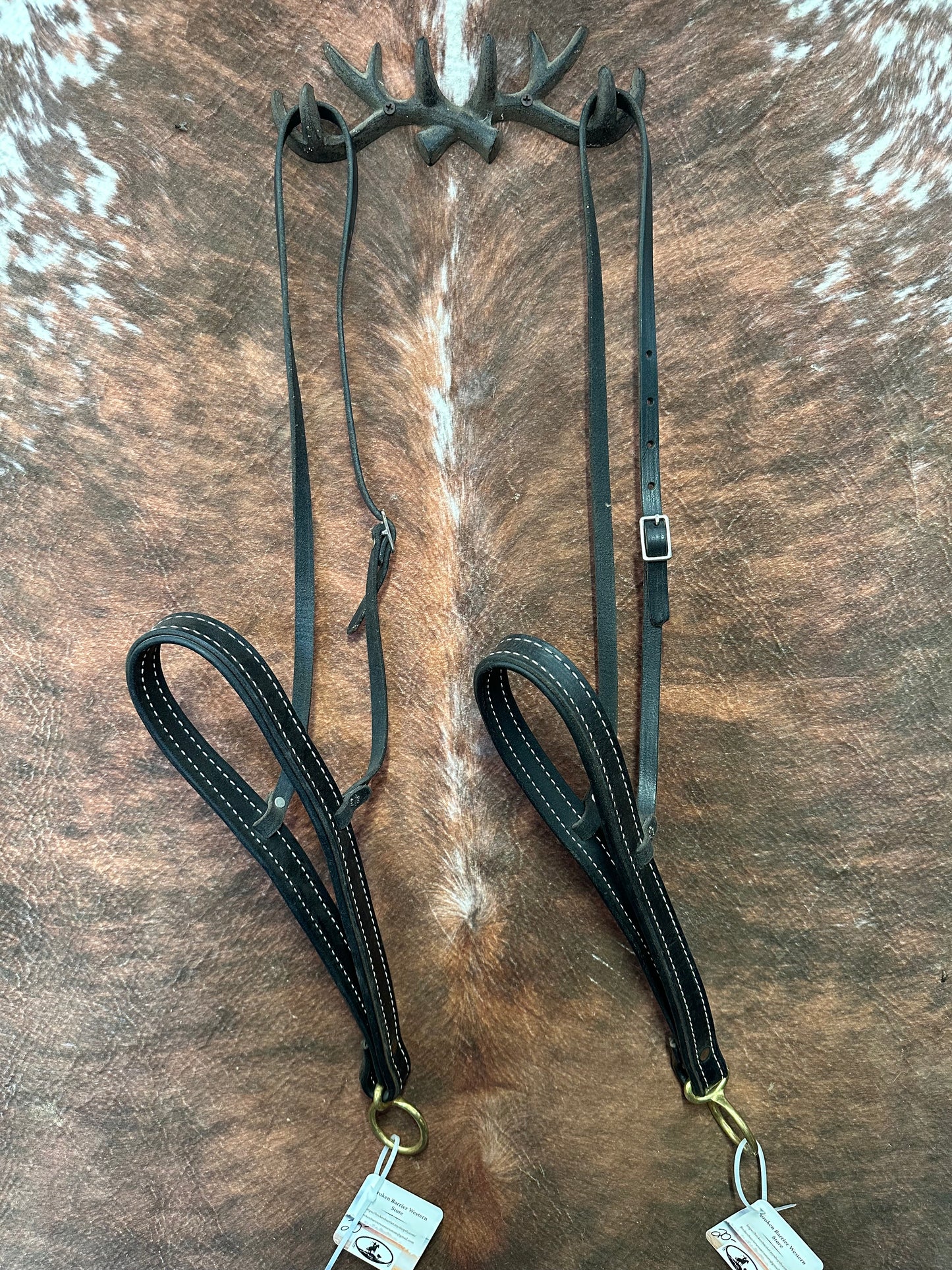 Black Leather Tie Downs