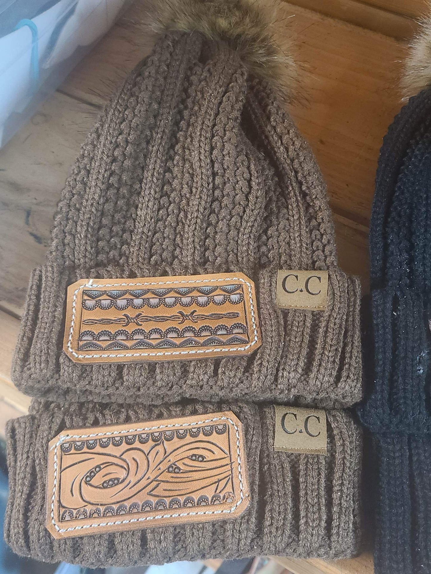 Leather Patch Beanies