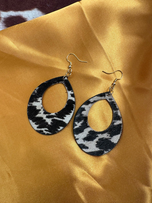 Black/White Cowhide Hoops