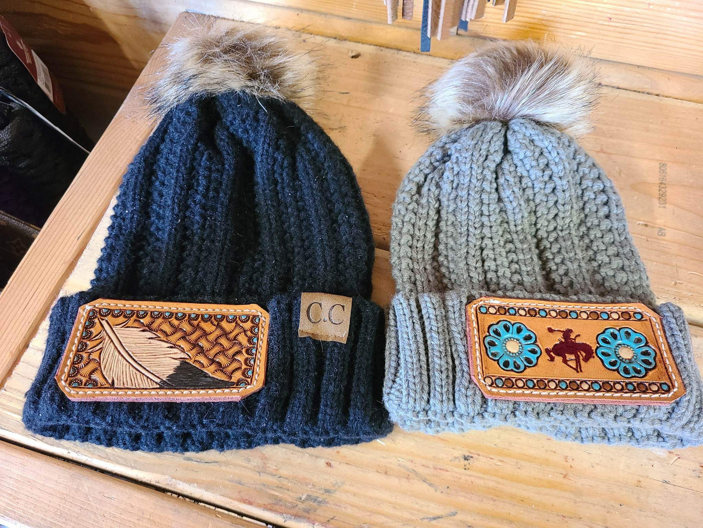 Leather Patch Beanies