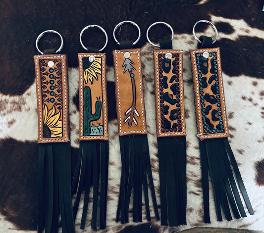 Handmade Leather Fringe Keychains