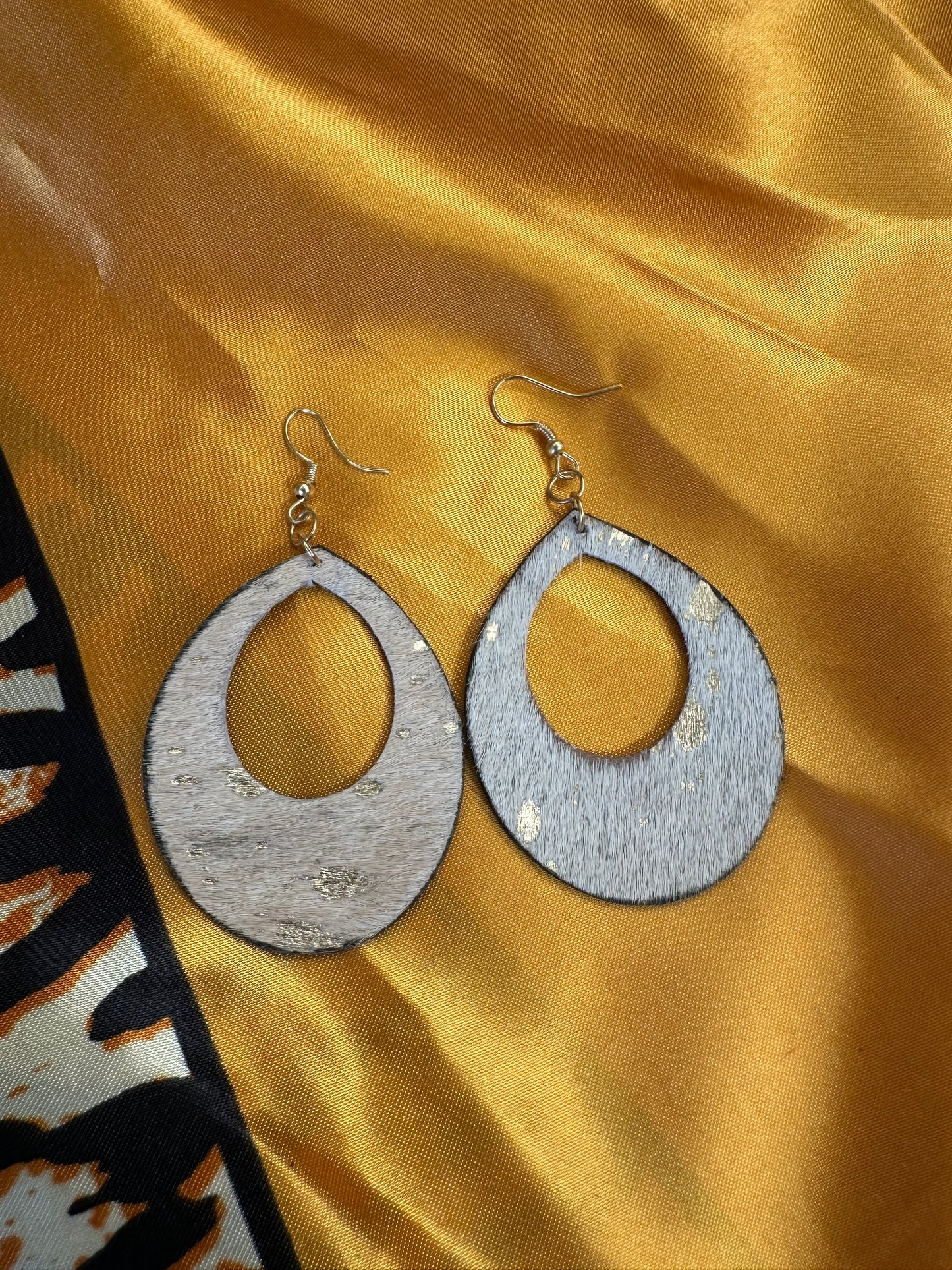 Gold Acid Wash Cowhide Hoops