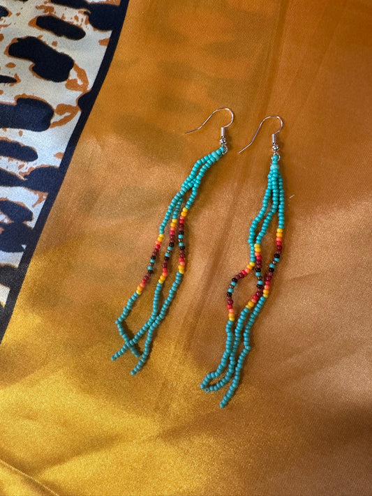 Turquoise Seed Bead Earrings