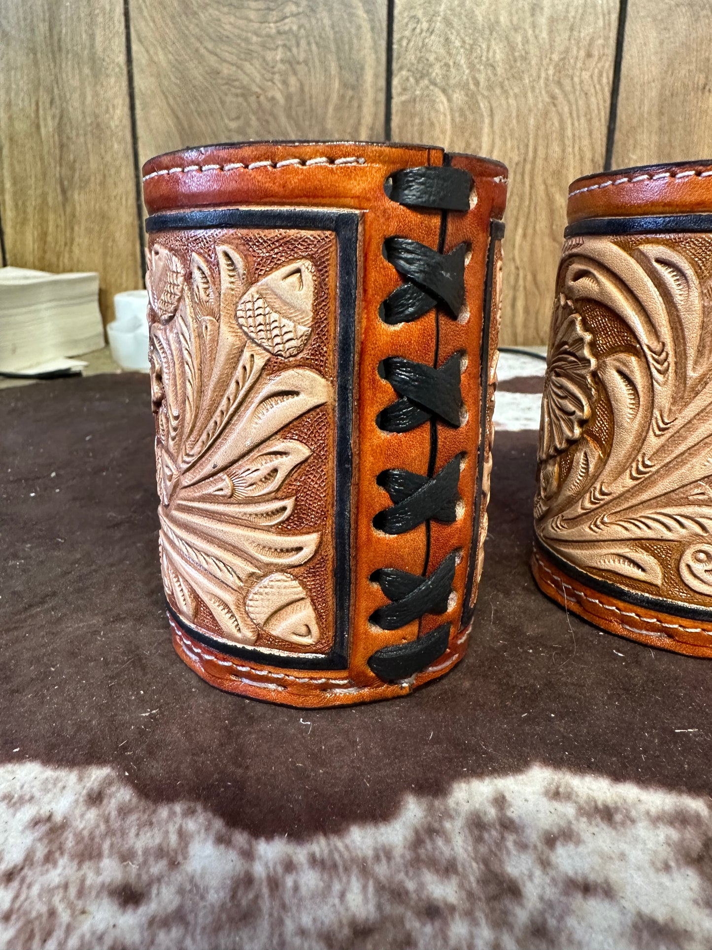 Leather Tooled Drink Koozie