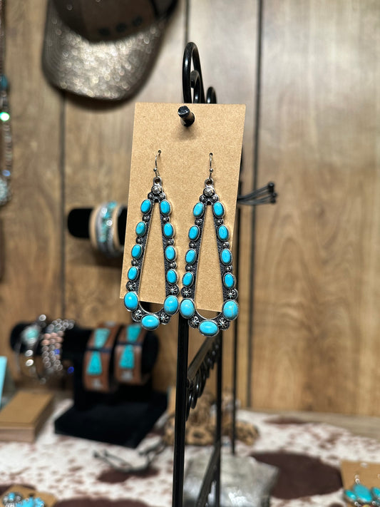 Turquoise Stones Hoops