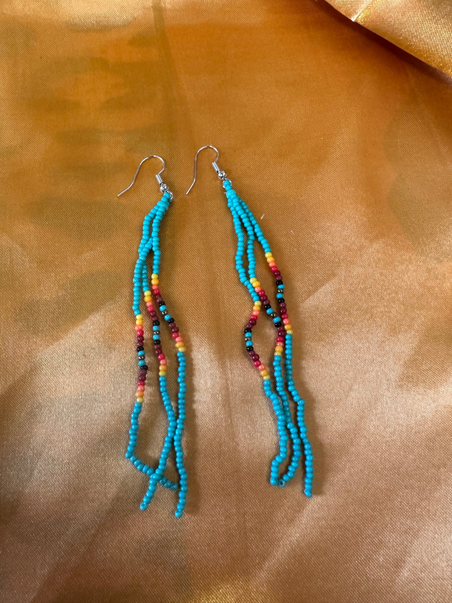 Turquoise Seed Bead Earrings