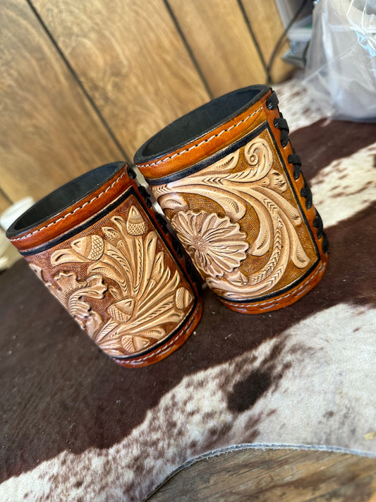 Leather Tooled Drink Koozie