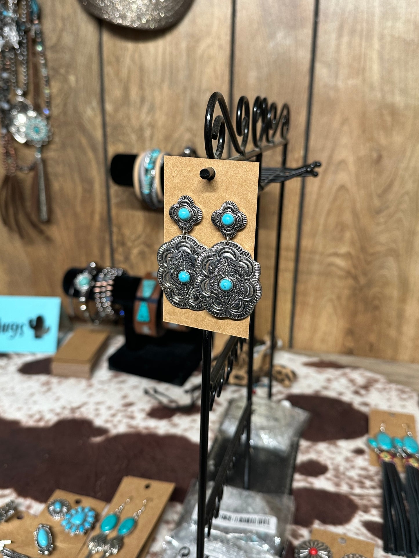 Aztec Silver Turquoise Earrings