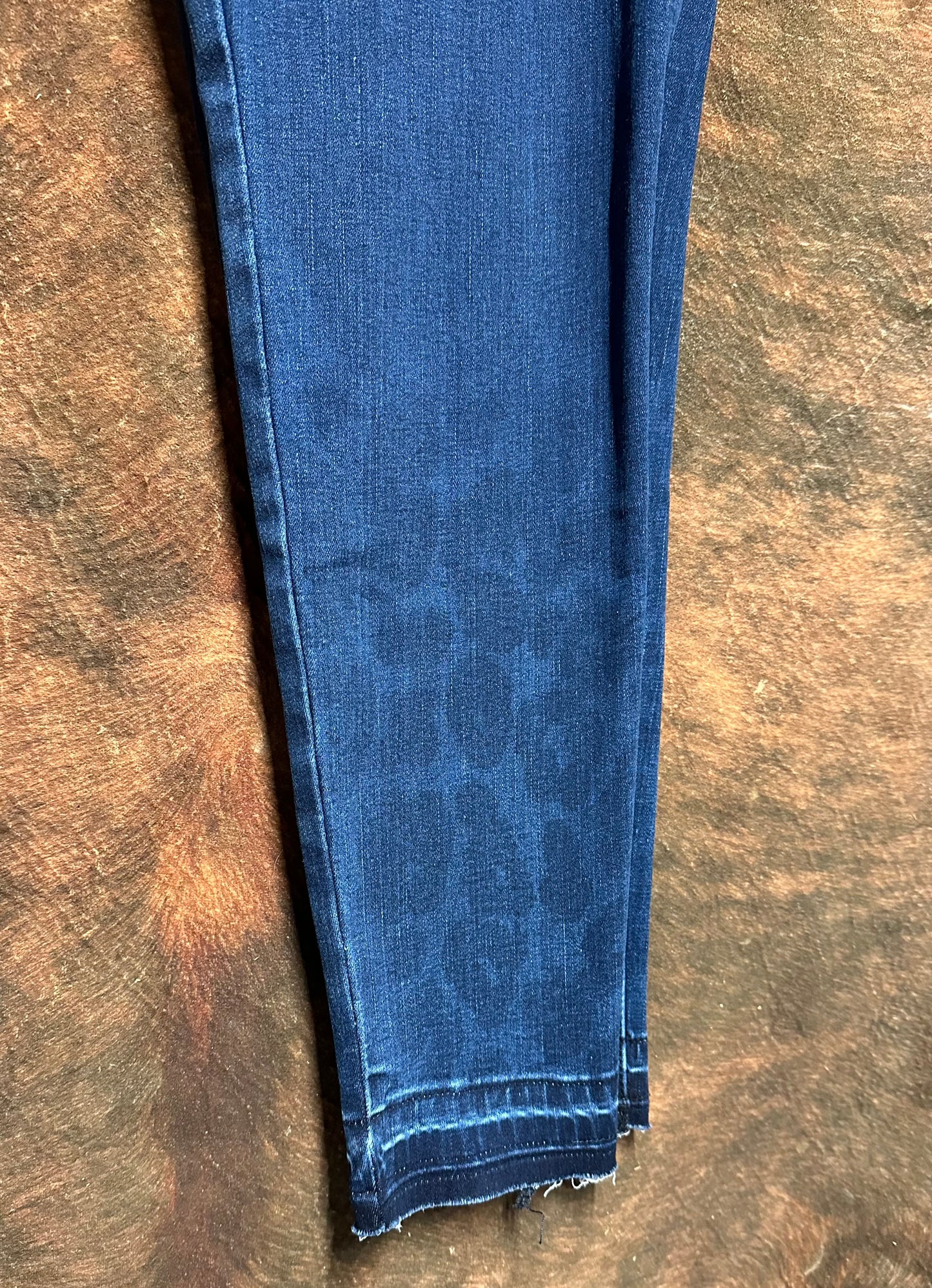 Dark Wash Leopard Fade Skinny Jeans