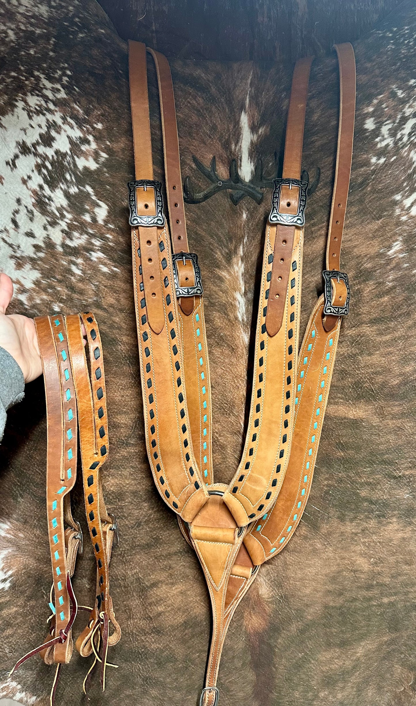 Buck Stitch Pulling Collar And Headstall Set