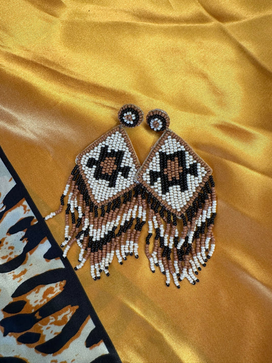 Indian Patch Beaded Earrings