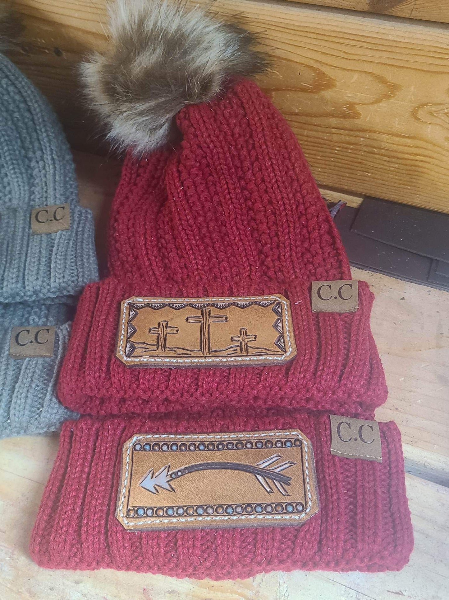 Leather Patch Beanies