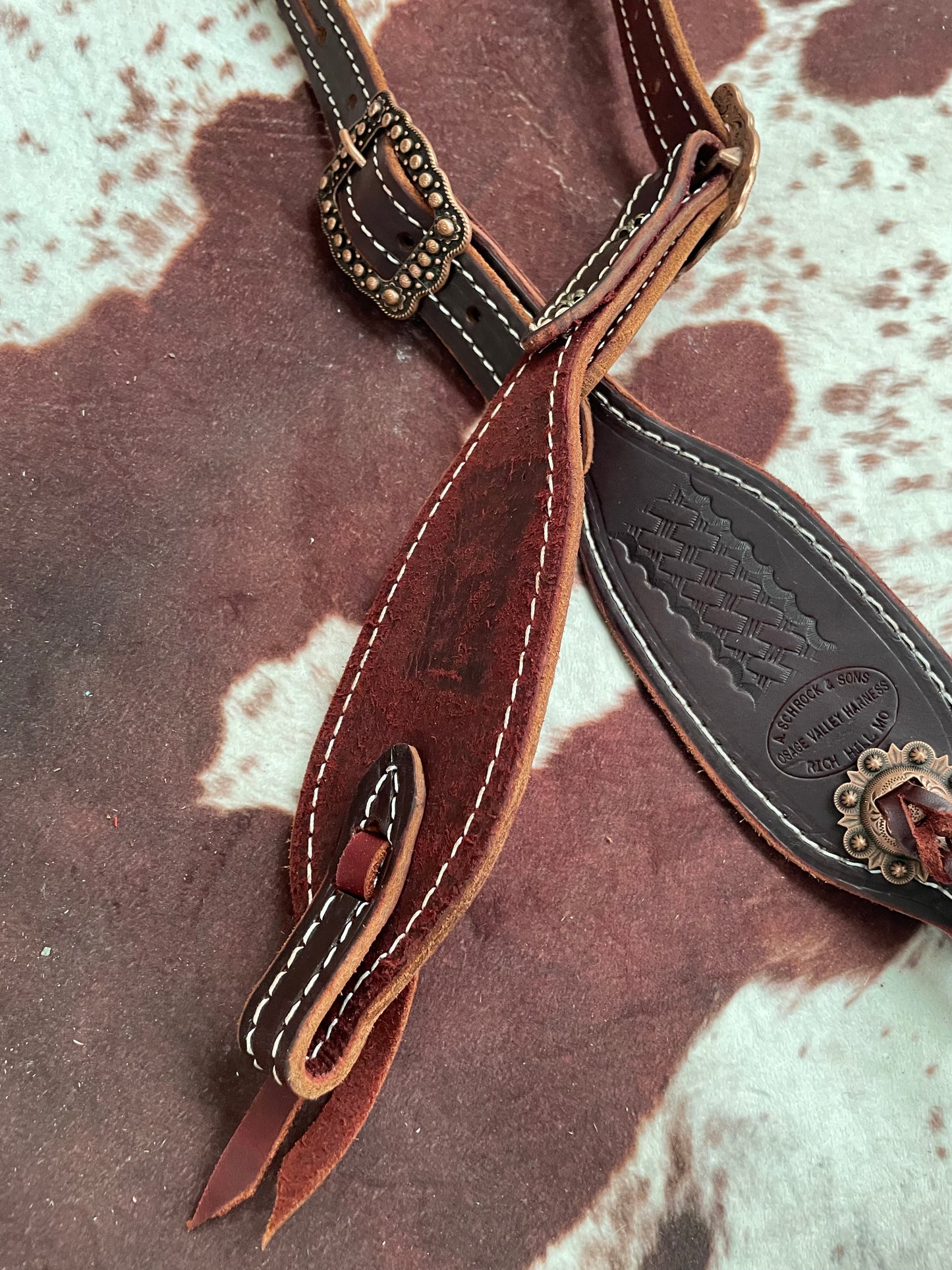 Fancy Double Stitched Split Ear Headstall