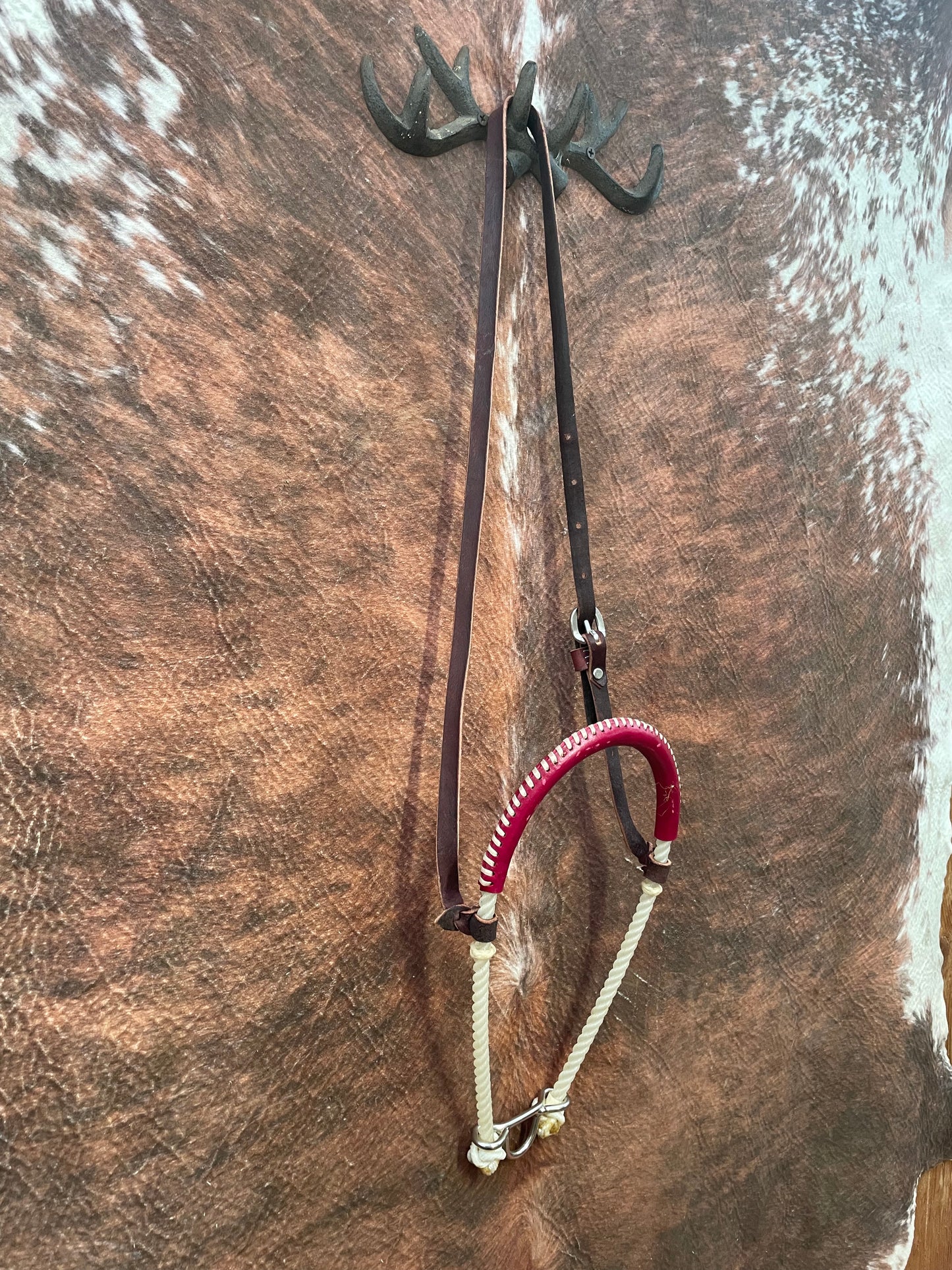 Leather Covered Rope Nose Band Tie Down