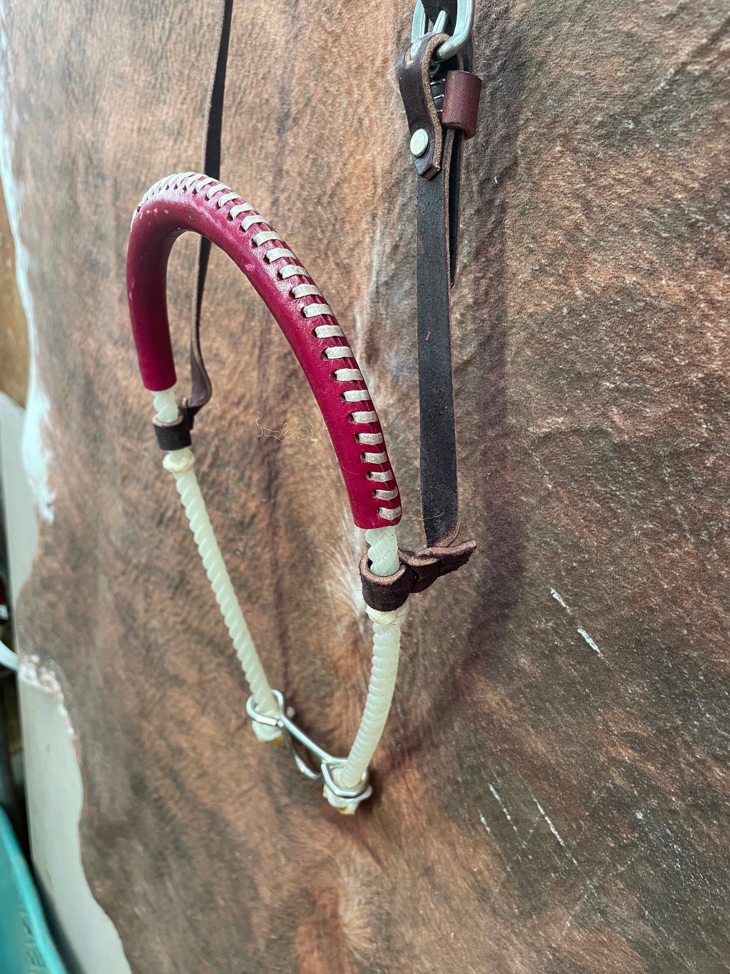 Leather Covered Rope Nose Band Tie Down