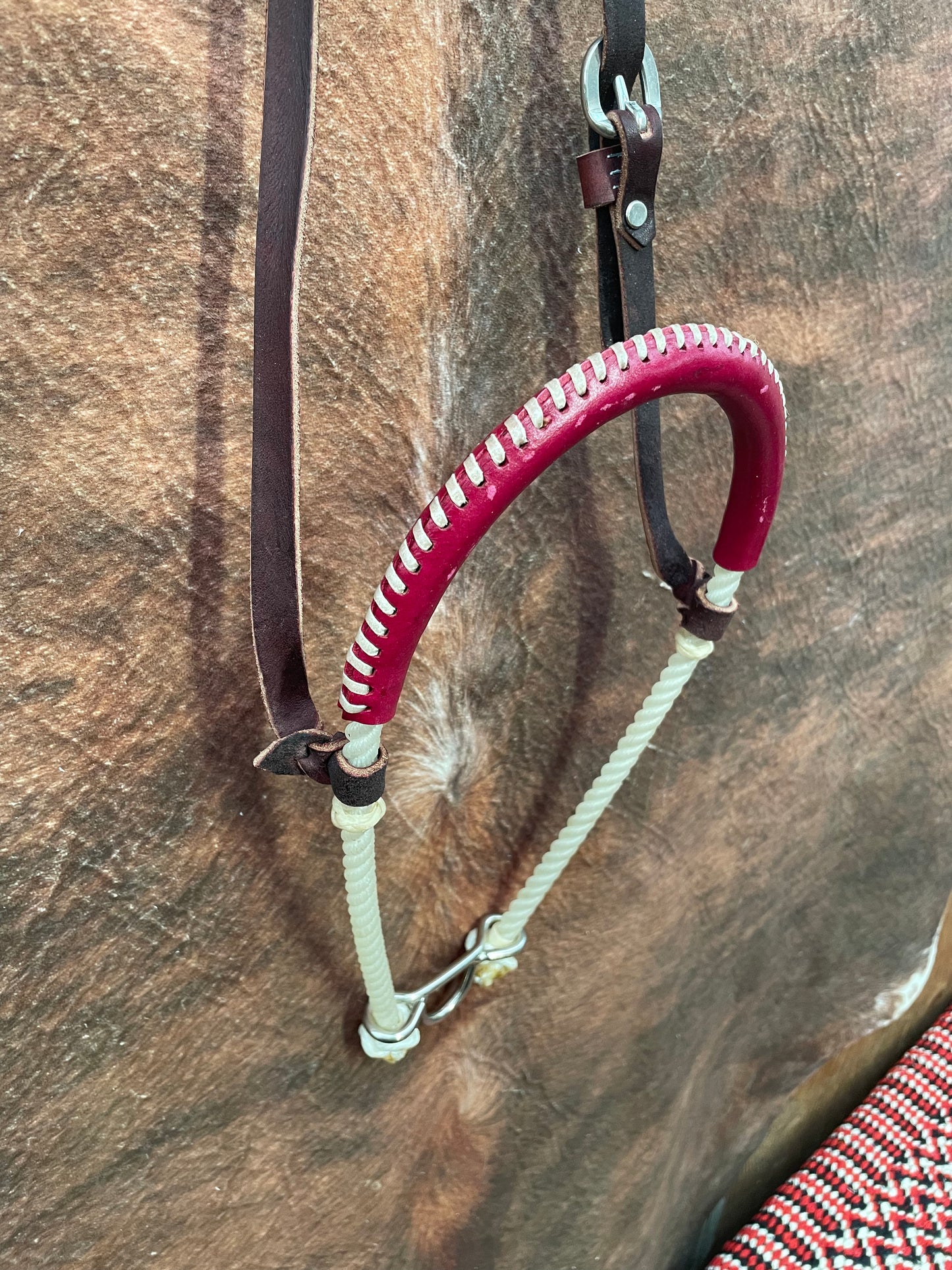 Leather Covered Rope Nose Band Tie Down