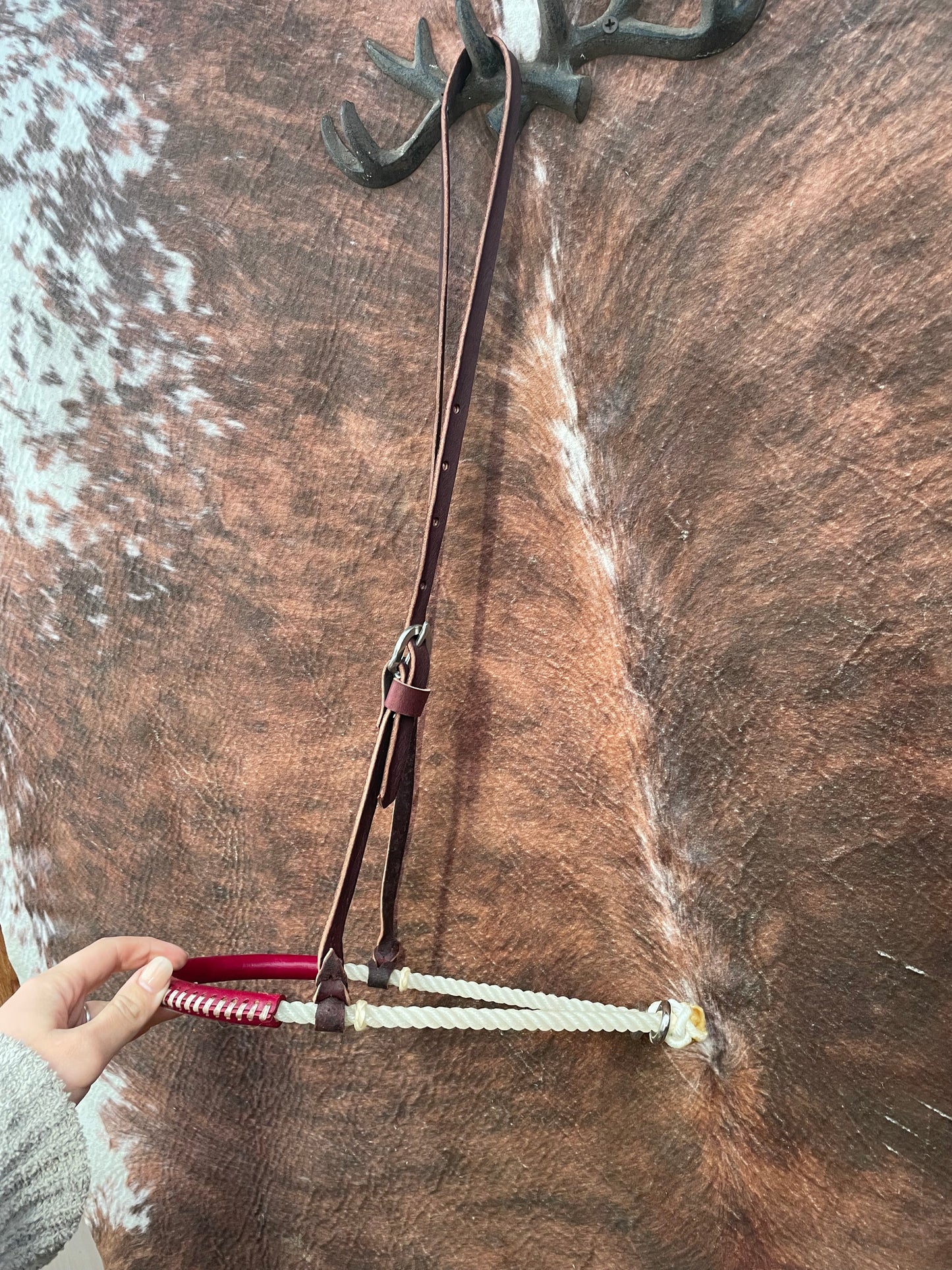 Leather Covered Rope Nose Band Tie Down