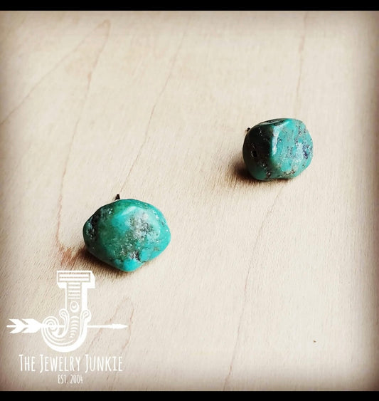 Natural Green Turquoise Stud Earrings